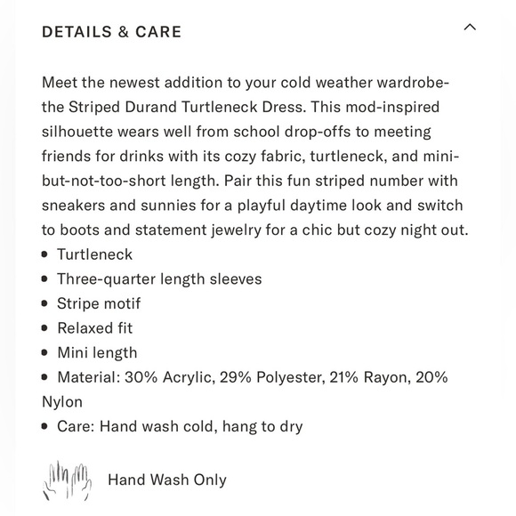 Tuckernuck Pomander Place Striped Durand Turtleneck Dress-Black/White-Women’s M - Picture 14 of 14